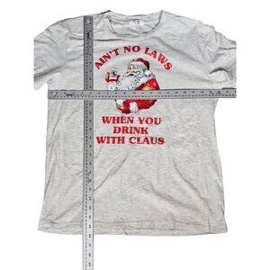SheShow Ain't No Laws Christmas T-Shirt Large Gray Red